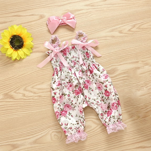 ATOGUTA Girls Jumpsuit Halters Floral Print Jumpsuit 3-18 Months