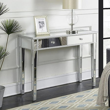 Ktaxon 2 Drawer Mirrored Makeup Table Mirrored Console Desk