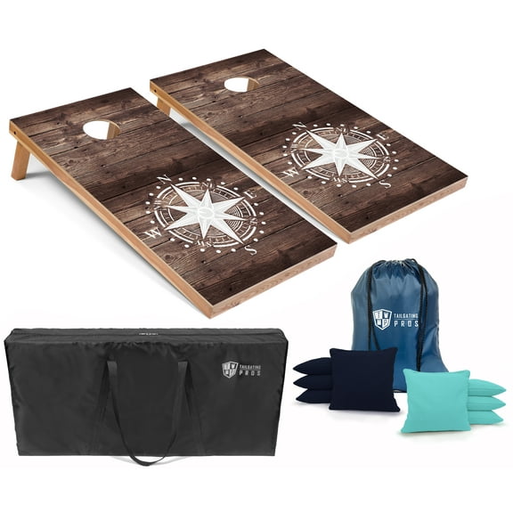 Tailgating Pros Cornhole Boards - 4'x2' Cornhole Game w/Carrying Case & Set of 8 Corn Hole Bean Bags w/Tote