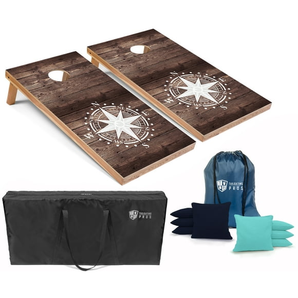 Tailgating Pros Cornhole Boards - 4'x2' Cornhole Game w/Carrying Case & Set of 8 Corn Hole Bean Bags w/Tote