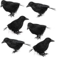 thumbnail image 1 of 6Pcs Scary Halloween Crow Decorations Realistic Looking Black Feathered Bird Party Accessories Home Decors, 1 of 4