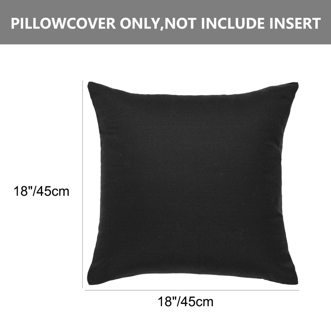 Unique Bargains 2-Pack Canvas Decorative Throw Pillow Cover 18" x 18" Black