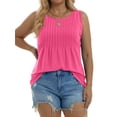 thumbnail image 3 of Fantaslook Womens Tank Tops Dressy Casual Sleeveless Blouses Crew Neck Pleated Tunic Shirts Summer Tops, 3 of 10