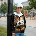 thumbnail image 3 of FKELYI Zipper Front Hoodies for Boys Long Sleeve Sweatshirt Kids Fleece Jacket with Pockets Soft Fall Top Splatter Soccer Print Winter Clothes, S, 3 of 6