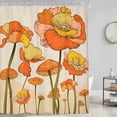 thumbnail image 2 of Retro Orange Floral Mushroom Shower Curtain 70s Rustic Vintage Yellow Abstract Aesthetic Flower Plant Botanical 72Wx72H Inch Modern Fabric Decor Bathroom Polyester Waterproof 12 Pack Hooks, 2 of 6