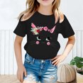 thumbnail image 2 of LRen Girl Tops Size 7-8 Tie Dye Graphic Print Short Sleeve Crewneck Kids Tees Soft Cute Tees Toddler Clothes,Z01-Black,140, 2 of 5