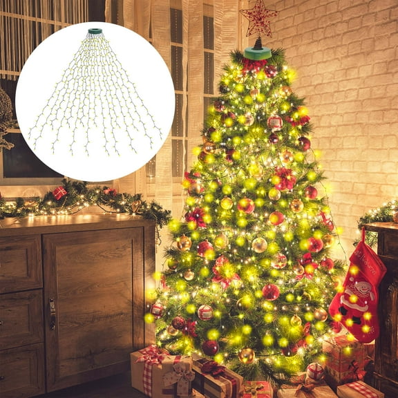 Christmas Tree Lights USB with Timer 10 Strings Kedoxi Xmas String Lights with Ring 6.6 FT Christmas Curtain Fairy Tree Light Easy to Install 8 Mode for Xmas Fir Pine Party Decoration Warm White