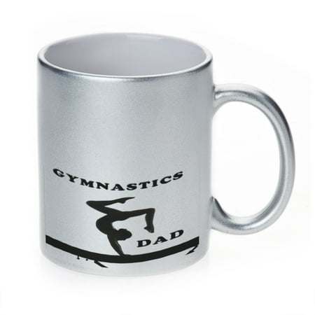 

KuzmarK Silver Sparkle Coffee Cup Mug 11 Ounce - Gymnastics Dad_1