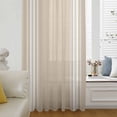 thumbnail image 6 of Beige Striped Sheer Curtains 108" Extra Long, Farmhouse Luxurious White Stripes Modern Abstract Light Filering Curtains, Privacy Drapes Simi Floor to Veiling Curtain for Living Room Window Treatment, 6 of 9