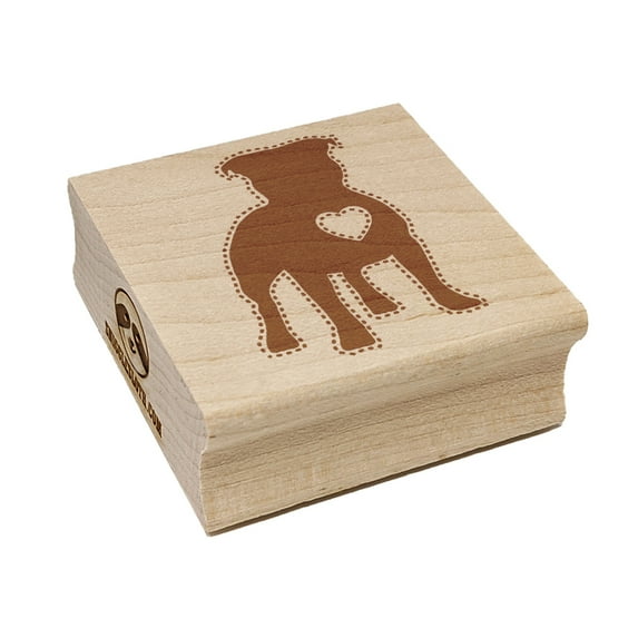 Staffordshire Bull Terrier Dog with Heart Square Rubber Stamp Stamping Scrapbooking Crafting - Small 1.25in