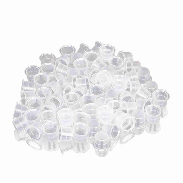Juego de 100 tapas de plástico para tinta de tatuaje, contenedor para pigmentos de maquillaje permanente (M)