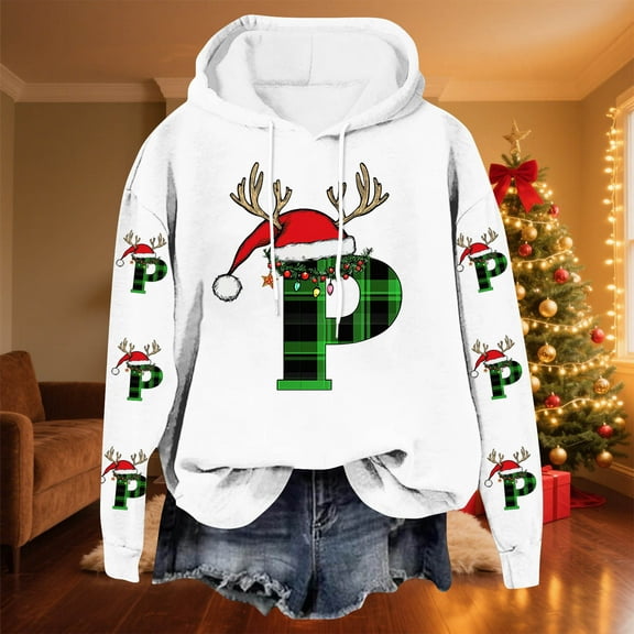 Craaazy Women's Christmas Holiday Cute Loose Long Sleeve Hoodie Sweatshirt Gifts