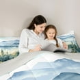 thumbnail image 5 of Homewish Natural Landscape Queen Comforter Set,Tropical Pine Tree Bedding Sets,Green Blue Bedding Comforter Set For Adult,Microfiber Bedroom Decor Reversible,3-Piece, 5 of 8