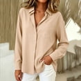 thumbnail image 3 of Luvrsol Womens Button Down Shirt Solid Blouse Long Sleeve Loose Tops for Commute & Daily Errands S-2XL, 3 of 5