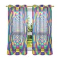 thumbnail image 6 of Yayeee Window Curtains Light Filtering 63"x42" Grommet Panel Pair Home Living Room Decor, Psychedelic Pattern, 6 of 7