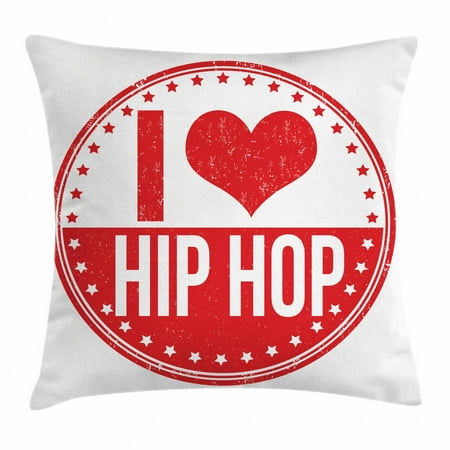 Hip Hop Throw Pillow Cushion Cover I Love Hip Hop Phrase On A