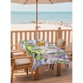 thumbnail image 2 of Outdoor Tablecloths with Umbrella Hole & Zipper, Blue Purple Floral Rectangle Tablecloth 52x70 Inch, Spring Hydrangea Flower Truck Pink Plaid Waterproof Table Cloth, Patio/Pool/Picnic Table Covers, 2 of 8