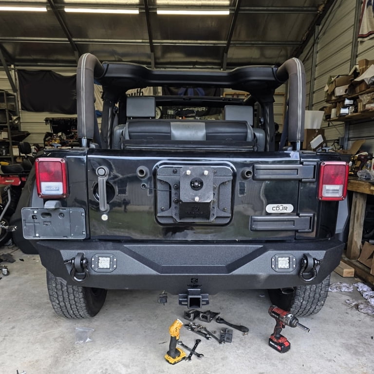 DV8 OFFROAD RBSTTB04 DV8 Offroad 07-18 Jeep Wrangler JK Steel Mid Length Rear Bu