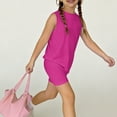 thumbnail image 6 of Girls' Clothing Sets Summer Outfits Size 7 Girls 2 Piece Outfits Cute Preppy Clothing Sets Casual Sleeveless Tee Top and Y2K Shorts Athletic Activewear Hot Pink 2-3 Years, 6 of 7