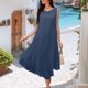 thumbnail image 4 of mfyjkho Vestidos para mujer, Vestido irregular de color liso para mujer, suelto, sin mangas, con cuello redondo y botones laterales Vestidos maxi para mujer s, 4 of 7
