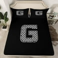 thumbnail image 2 of Feelyou Boys Initial Letter G Bed Sheets, Black Monogrammed A to Z King Sheets, Cartoon Theme Sheet Set, Microfiber Bedroom Decor, 4pcs, 2 of 7