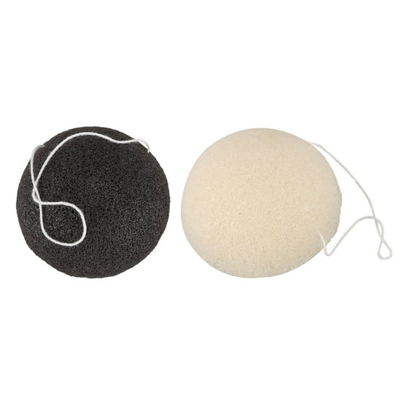 2Pcs Face Natural Cleansing Sponge Face Makeup Wash Pad Cleaning Sponge Puff Exfoliator, Black & White
