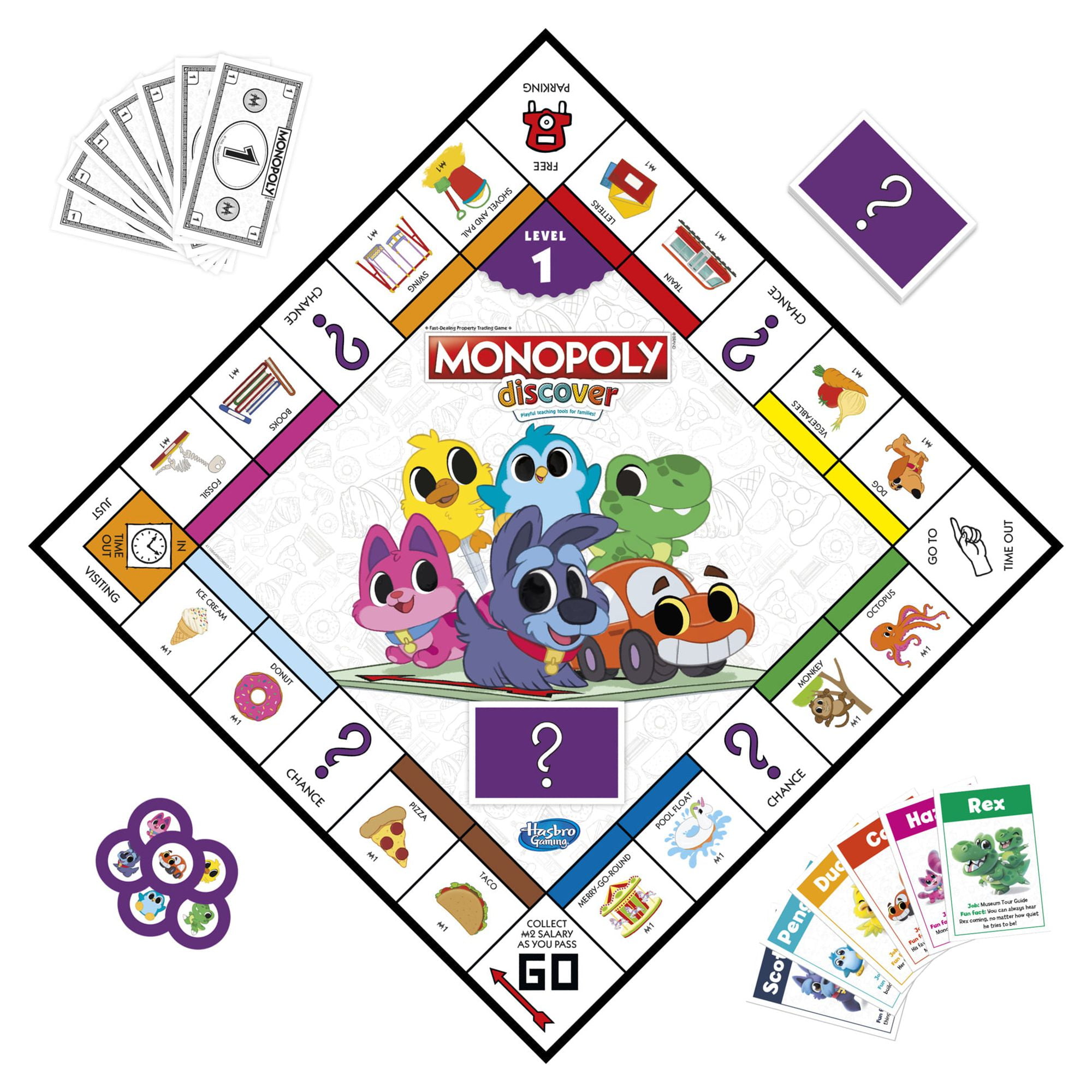 Monopoly Discover Board Game, 2-Sided Gameboard, Playful Teaching Tools for Families