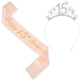 thumbnail image 2 of Sonducket Faja de cumpleaños de tela Mikccer en oro rosa, accesorio elegante y delicado para niñas, fácil de usar Accesorio para el cabello 15 años, 2 of 6