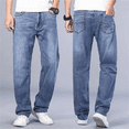 thumbnail image 4 of Pantalones vaqueros para hombre con estilo, clásicos, retro, holgados, de verano, rectos, azules claros, ajustados, con corte de bota cónico, pantalones vaqueros para hombre, 4 of 5