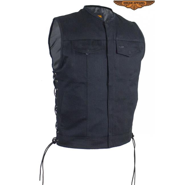 Dealer Leather MV98007-ZIP-BD-50 Mens Black Denim Club Vest Size