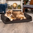 thumbnail image 6 of FurHaven Pet Products Faux Fleece & Chenille Cooling Gel Top Sofa Pet Bed for Dogs & Cats - Coffee, Large, 6 of 13