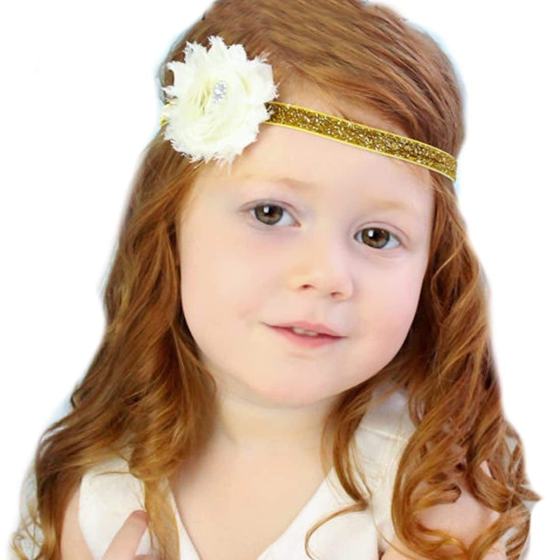 Bloomposh Baby Headbands Gold Hairbands Hair Bows Elastics Handmade Hair  Accessories for Baby Girls Newborn Infant Toddlers Kids (Ivory) -  