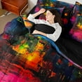 thumbnail image 4 of Castle Fairy Hippie Graffiti 7-Piece Bedding Comforter Set,Abstract Artwork King Bedding Sets,Splash Splatter Ultra Soft Bed Sheets,Super Cozy Vintage Room Decor,Reversible, 4 of 8