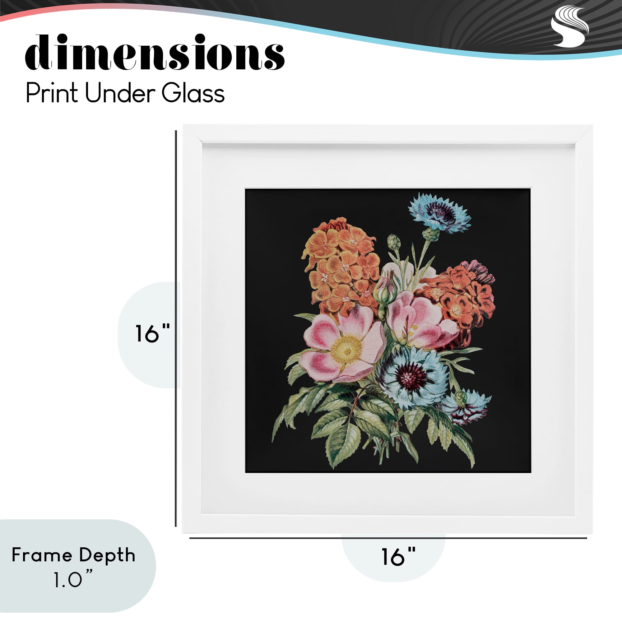 Stupell Industries Vintage Bouquet Study over Black White Framed Print Under Glass, design by Dan Meneely