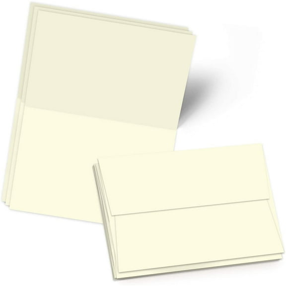 Cream Set - A2 (4 1/4 X 5 1/2) Foldover Greeting Cards & Envelopes / 50 Per Pack