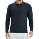 thumbnail image 1 of Camisa de polo de punto de negocios de color sólido de manga larga para hombre L azul oscuro, 1 of 6