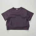 thumbnail image 2 of MIXUE Toddler Girls Tops & T-Shirts Summer Striped Print Round Neck Short Sleeve Casual Beach Pullover Tee Shirts Streetwear,Purple,3-4 Years, 2 of 5