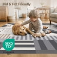 thumbnail image 4 of ODIKA 4'x6' Gray Grey Maritime Modern Geometric Washable Area Rug Contemporary Design With Diagonal Stripes Checkerboard Dots for Dorm Room, Small Living Stain Resistant Low Profile, Easy Care, 4 of 7