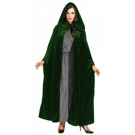 Panne Velvet Hooded Cloak Adult Costume Accessory Evergreen - One Size