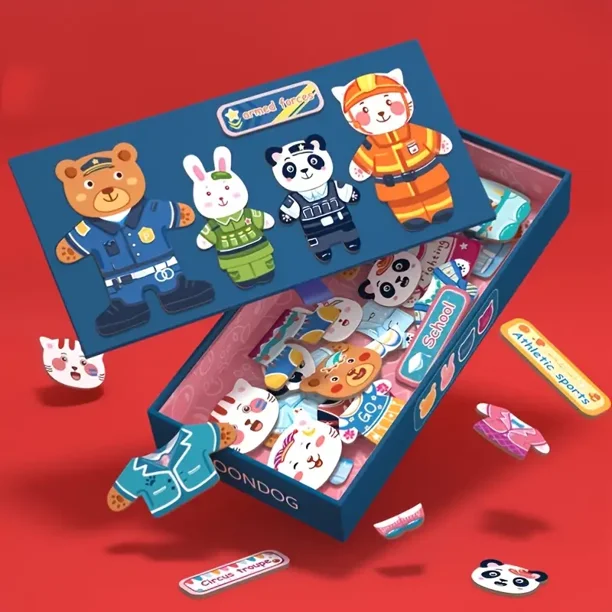 Magnetic Blocks Puzzle 1-3 Years Old Children's Early Childhood Educational Toys, Educational Toys For Toddlers, Baby Intellectual Development For Boys And Girls Cartoon Building Block PuzzleNoSize Gao Jinjia unisex