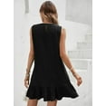 thumbnail image 4 of Women's Ruffle Hem Sleeveless Tank Dress Round Neck Casual Smock Summer Mini Dresses, 4 of 11