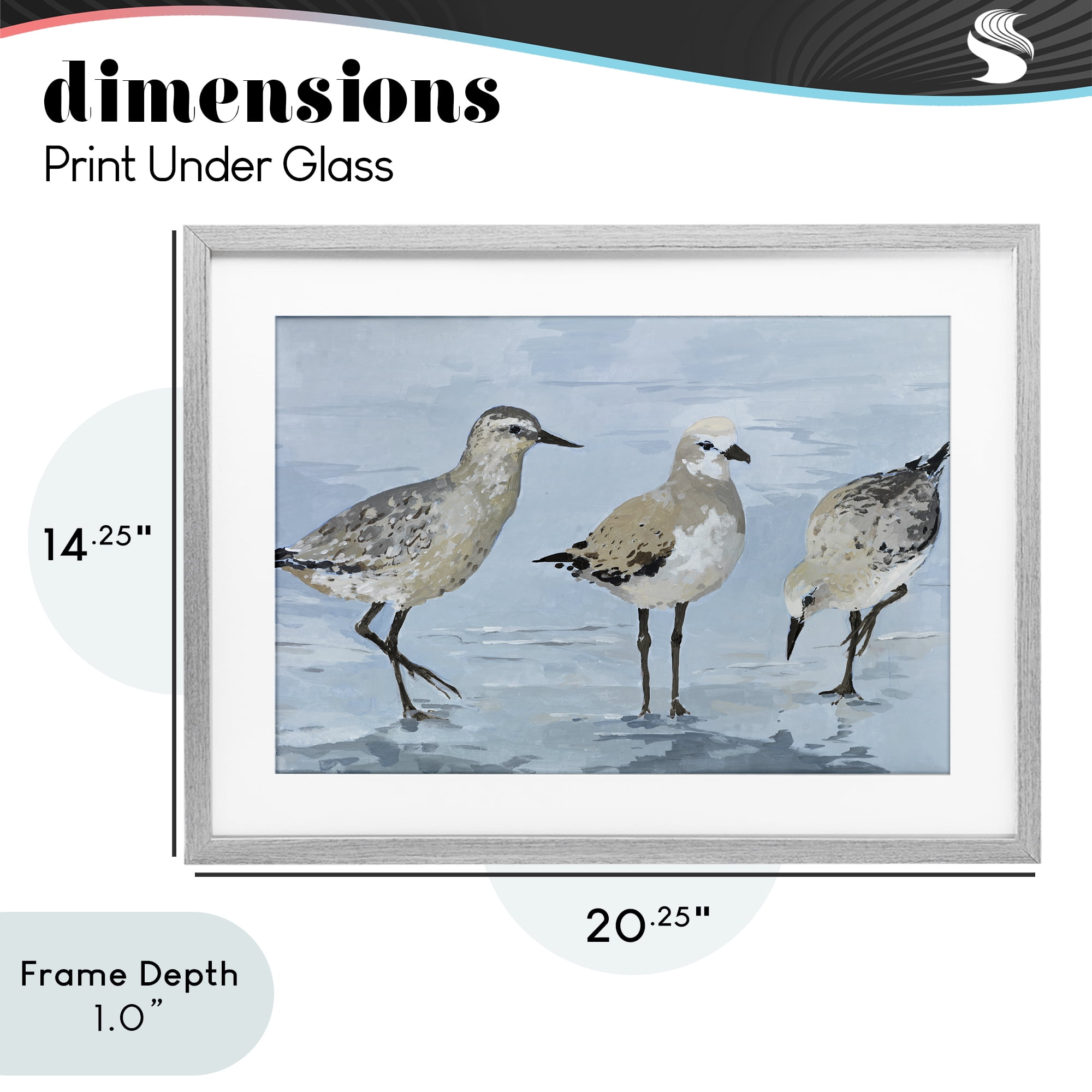 Stupell Industries Sandpipers Beach Coastal Scene Gray Framed Print Under Glass, design by Lorenzo Collective