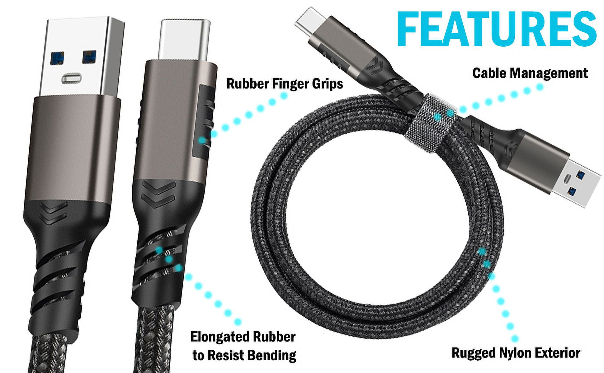 USB-C Phone Charger Combination, Nakedcellphone 20W Dual Port Wall Charger and Rugged Cable (Long 6.5 Foot Cord) Compatible with iPhone 16 Pro Max, Galaxy S24 Ultra, Z Fold 6, Z Flip 6, RAZR 2023 2024