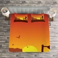 thumbnail image 3 of Ambesonne American Quilted Bedspread Set 3 Pcs, Wild West Sunset Scene, King Size, Burnt Orange, 3 of 3