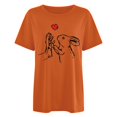 thumbnail image 2 of Gibobby Camisetas de verano para mujer Camiseta holgada con cuello redondo y manga corta con hombros y estampado amor conejo(Naranja,G), 2 of 4