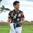 thumbnail image 2 of Kdxio Hibiscus Rose Print Men's Short Sleeve Polo Shirt,Midweight Men's Shirt, 2 of 6