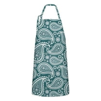 Teal Paisley Pattern Apron-Garden Aprons for Women with Pockets-Cotton Linen Waterproof Kitchen Cooking Gardening Aprons Adjustable for Kitchen,Cooking,BBQ and Salon 33x27 Inch