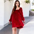 thumbnail image 3 of Women's Long Sleeve Dress with Chic Design and Flattering Fit - X Large, Burgundy, 3 of 7