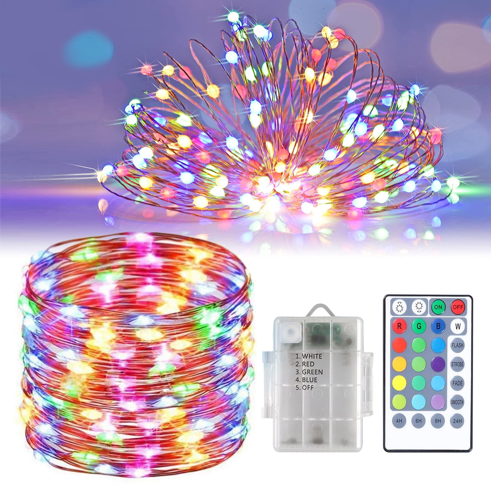60 LED PINK Battery String Light+Remote Control+8 Modes+Use IN/Outside+Timer 