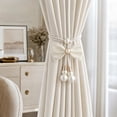 thumbnail image 4 of COM1950s Curtain Tiebacks with Bow and Bead Accents, Decorative Curtain Holdbacks for Window, Adjustable Tie Backs for Living Room, Bedroom, 4 of 7